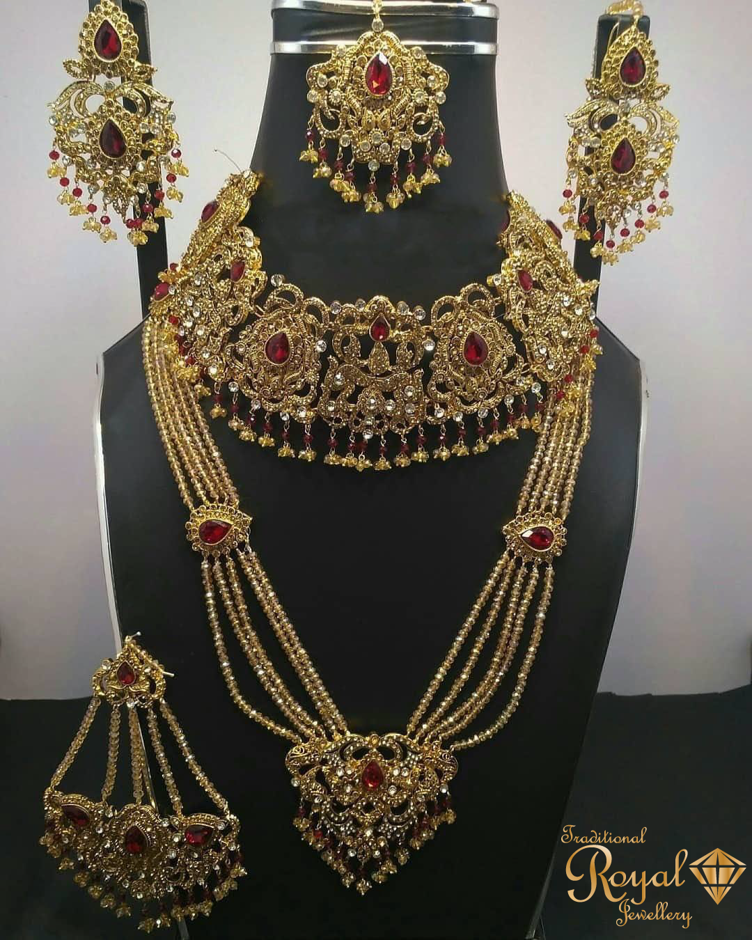 Golden Rubby Red Bridal Set