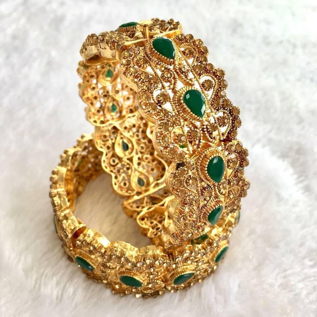 Gold Bangles with stone