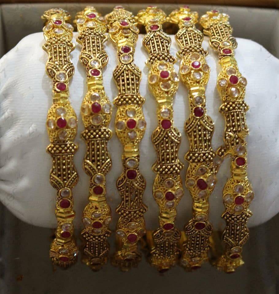 Gold Bangles with stone