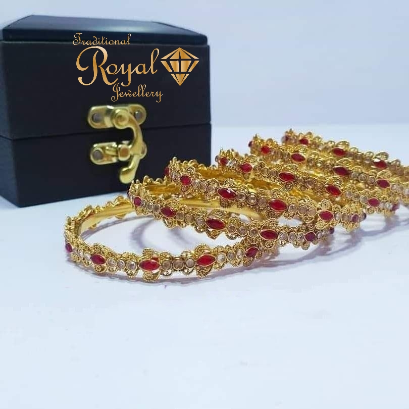 Gold Plated Bangles with Stones